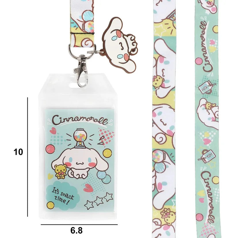 Cinnamaroll Lanyard with Clear ID Sleeve and Charm