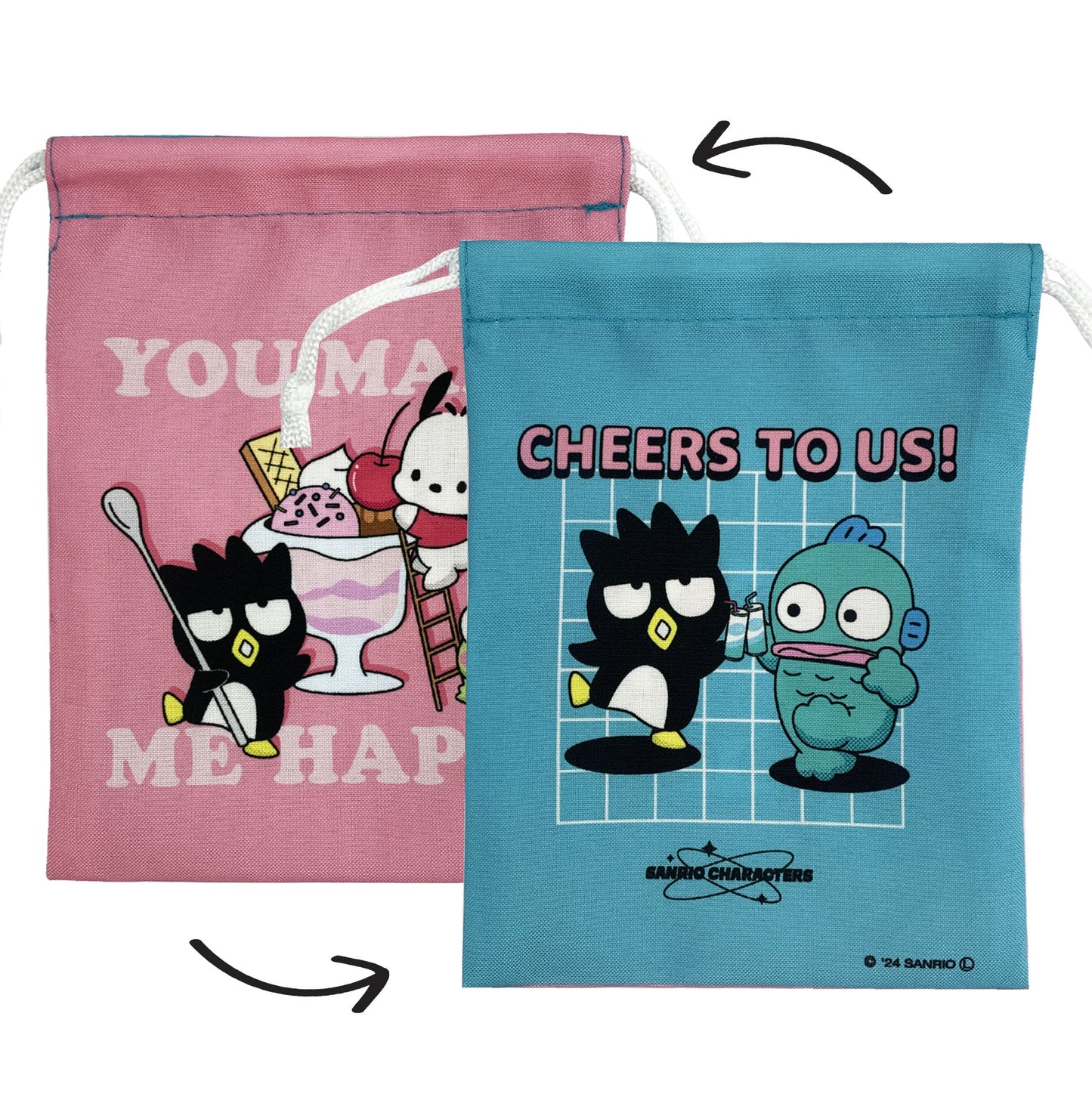 Sanrio Characters- Hangyodon Keroppi Badtzmaru Pochacco Drawstring Mini Bag/Pouch