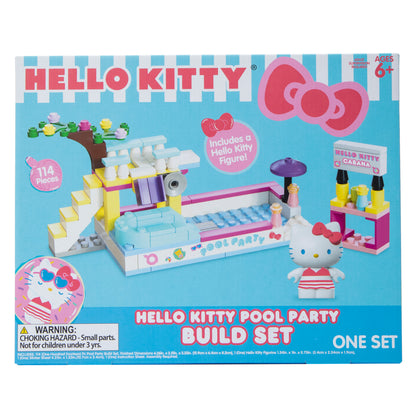 Sanrio Hello Kitty Build Block Building Set & Figure - Pool Party - 114 Pieces - Age 6+