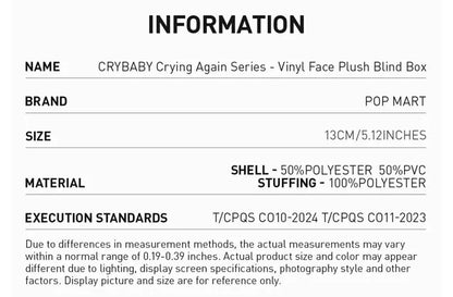 CRYBABY Crying Again Series-Vinyl Face Plush Blind Box