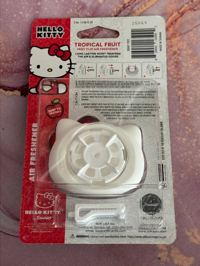 Hello Kitty Car Vent Clip Air Freshener with Tropical Fruit Scent