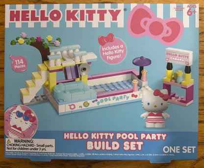 Sanrio Hello Kitty Build Block Building Set & Figure - Pool Party - 114 Pieces - Age 6+