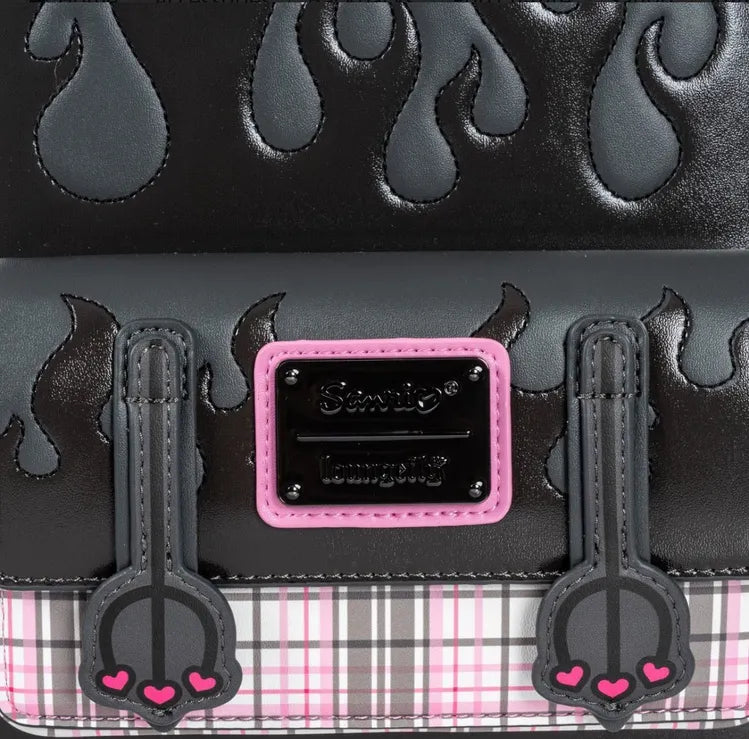 Loungefly Sanrio Kuromi Flames and Plaid Mini-Backpack - Entertainment Earth Exclusive