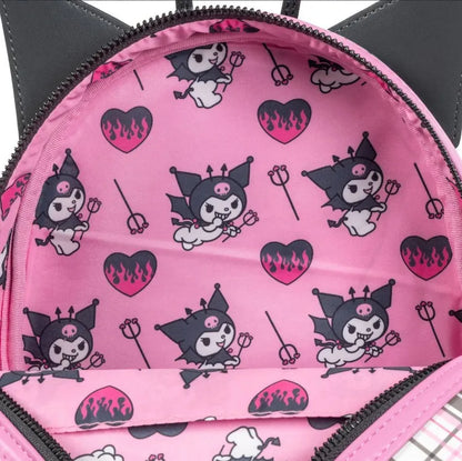 Loungefly Sanrio Kuromi Flames and Plaid Mini-Backpack - Entertainment Earth Exclusive