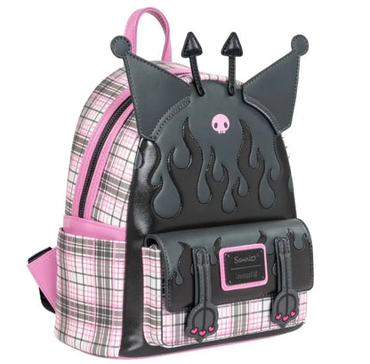 Loungefly Sanrio Kuromi Flames and Plaid Mini-Backpack - Entertainment Earth Exclusive