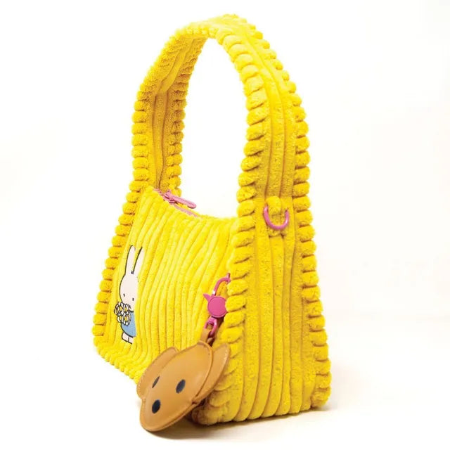 Miffy Corduroy Baguette Crossbody Bag with Bag Charm