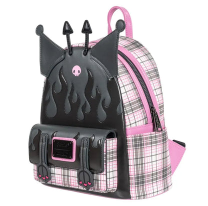 Loungefly Sanrio Kuromi Flames and Plaid Mini-Backpack - Entertainment Earth Exclusive